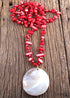 Boho Necklace, RH Pink Rose Crystal Shell